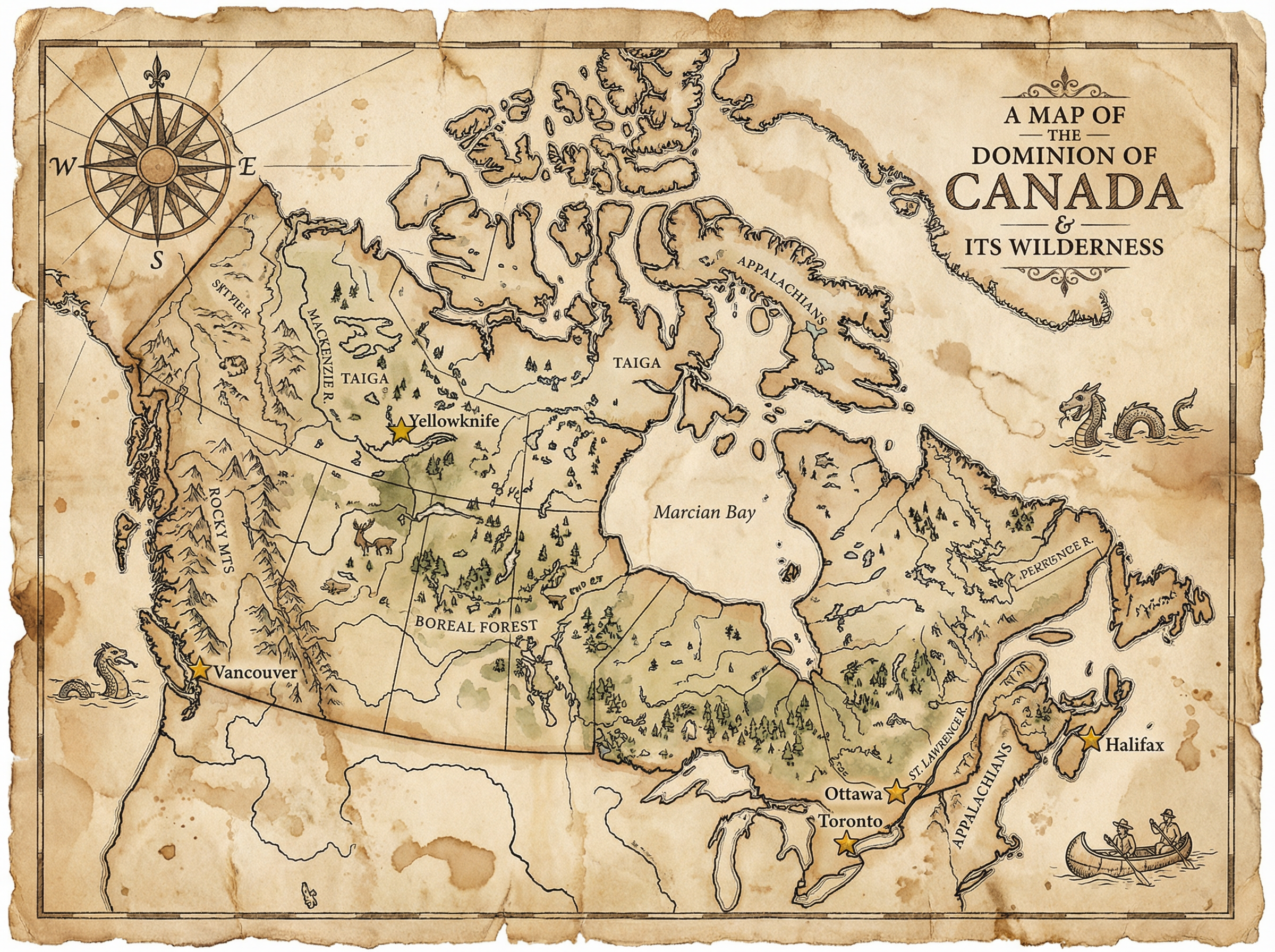 加拿大预测 - 幸运数字分布手绘地图